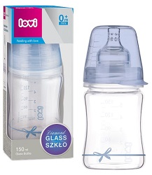 LOVI DIAMOND GLASS Butelka niemowlęca szklana 150ml 74/104 Baby Shower boy