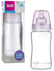 Lovi Diamond Glass Baby Shower 3m+ butelka szklana różowa 250 ml 74/204