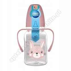 Canpol Babies Cute Animals Butelka 120 ml z uchwytami standardowa różowa 11/823